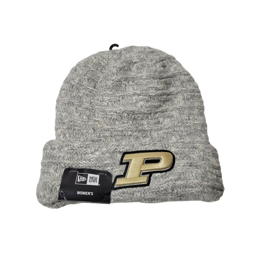 New Era Purdue Boilermakers Beanie Hat Women OSFM Gray Metallic Knit Cuffed NCAA